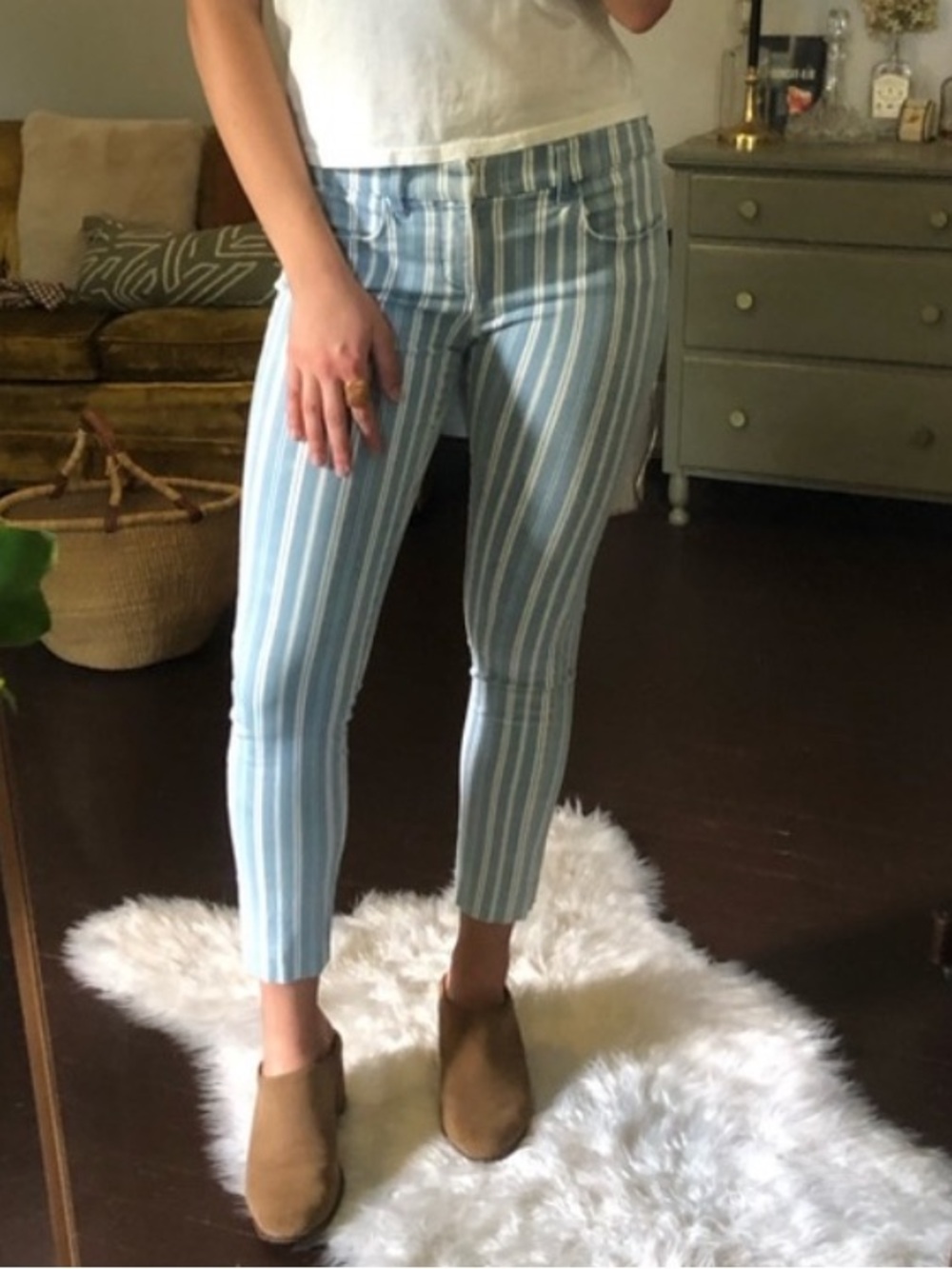 Loft low rise striped twill trousers - sz 24
